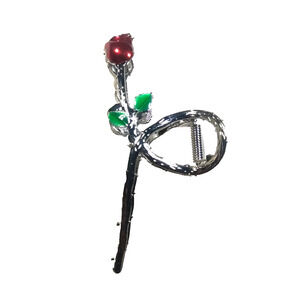 Rose Red Silver Tone Alligator Claw Barrette Pony Tail Mess Bun Party